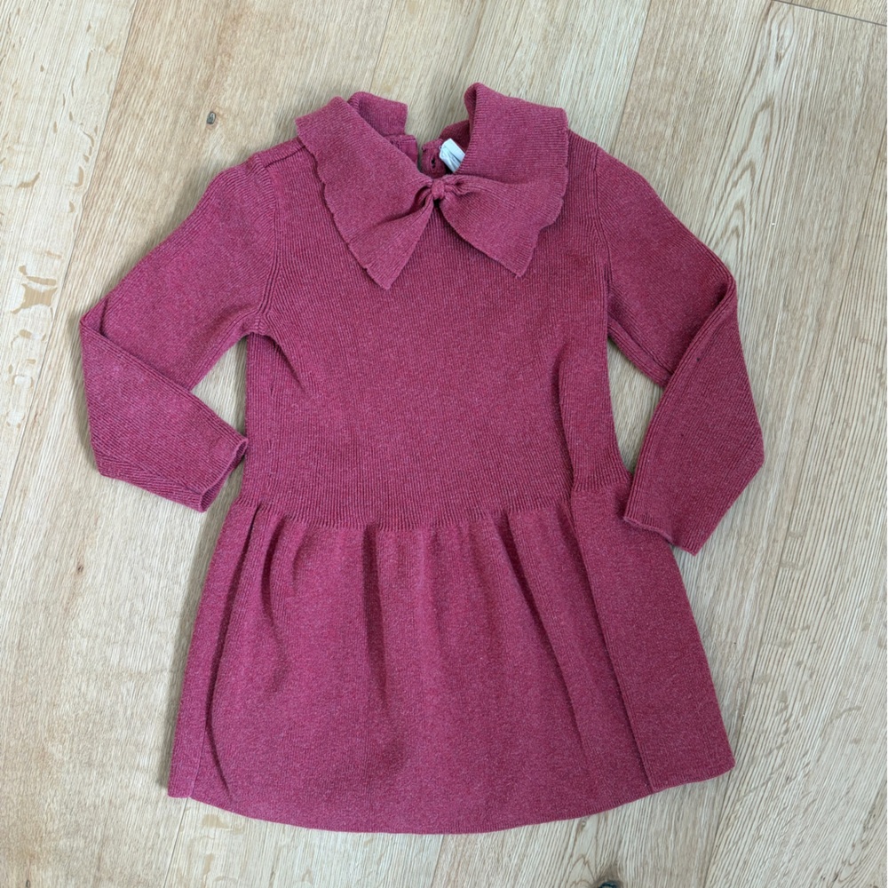 H&M premium organic Bow-Back Sweater Dress - Dusty Rose 4T